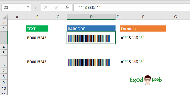 Excel Barcode Bar